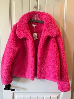 Cato Girls Plush Sherpa Jacket in Bright Pink